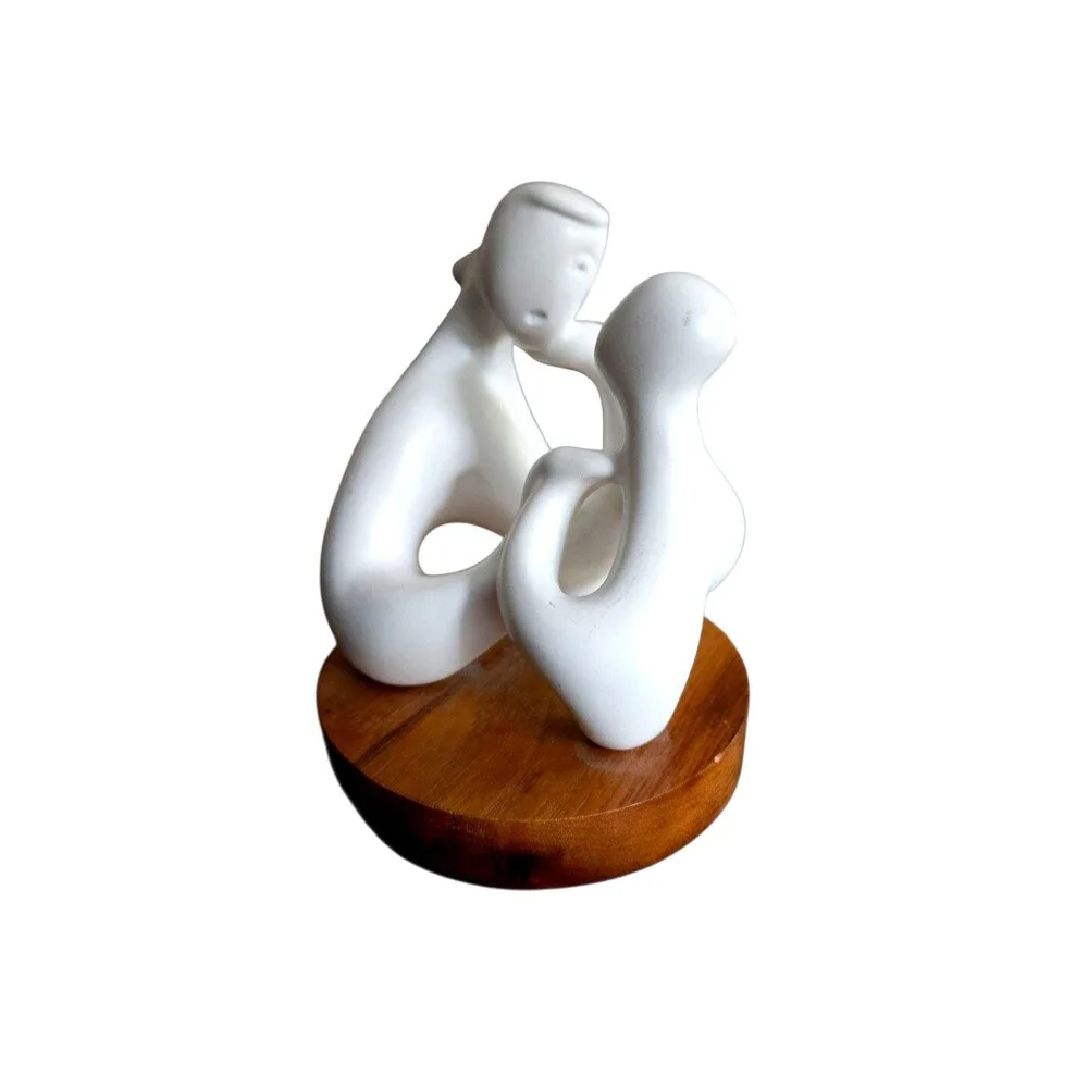 Vintage Circle of Love Figurine, Abstract Mother and Child Sculpture